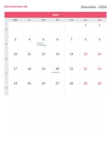 Kalender 2024 Juni