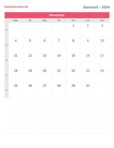 Kalender 2024 November