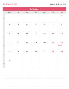 Kalender 2024 September